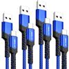 JSAUX Set di 4 cavi USB tipo C 1M 1M 2M 3M 3A USB C ricarica rapida per Samsung Galaxy S22 S21 S20 S10 S9 S8 Plus, Note 20 10 9 8, A3 A5 Google Pixel 2 3 4 5 6XL Xbox Sony Xperia XZ (blu)