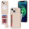 SailorTech Custodia per iPhone 15 Plus Custodia in Pelle con porta carte di credito mag safe, iPhone 15 Plus Custodia con slot per carte di credito Portafoglio Zipper per donna-Beige