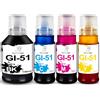 Miss Deer GI-51 Inchiostro per Canon 51 GI51 GI-51 Compatibile con Canon Pixma G1520 G1530 G1560 G2520 G2560 G2570 G3520 G3560 G3570 G4570(1PGBK/1C/1M/1Y,4 Pack)