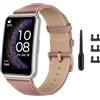 Niboow Cinturino per Huawei Watch Fit/Fit New/Fit Elegant/Fit SE, [Morbido, Durevole, Pelle] Uomini Donne retrò Pelle Cinturini per Huawei Watch Fit/Fit New/Fit Elegant/Fit Special Edition - Rosa
