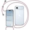 Tikgue Cover per iPhone Air, Custodia con Cordino Silicone Glitter Brillantini Trasparente Morbida Cover con Collana Sottile Protettiva Bumper Antiurto TPU Case - Oro rosa