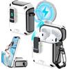 RFUNGUANGO Compatibile con Cover Custodia Airpods,Compatibile con ricarica MagSafe, pop-up automatico con clip di blocco di sicurezza,Custodia bianca con interruttore nero