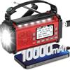 PRUNUS J-924 DAB Radio Portatile Emergenza Solare FM, Radiolina a Manovella Dinamo con Batteria da 10000 mAh, Radio a Pile con Torcia e Luce da Lettura/Allarme SOS per Ourdoor, Emergenza (Rosso)