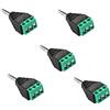 SIENOC 5 pezzi Adattatore Audio 1/8 3.5 mm Stereo Maschio > Terminal block 3 Pin per microfono, auricolare, audio video AV PC