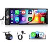 Inefala Android 15 Autoradio 1 Din Wireless CarPlay con Schermo 6,9 Pollici Stereo Auto Bluetooth con Android Auto CarPlay Mirror Link FM/RDS GPS AUX USB Tipo-C WiFi Telecamera Posteriore AHD