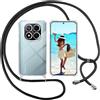 ISOI Cover con Cordino per Xiaomi Redmi Note 14 Pro Plus 5G, Custodia Trasparente con Collana Tracolla Laccio Collo Ultra Sottile Morbido TPU Silicone Antiurto AntiGraffio Case, Nero