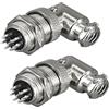 RUNCCI-YUN 2 pezzi GX16 7Pin Aviation Connettore,saldatura, 16 mm Metallo Pannello Montaggio Maschio Femmina Connettore (GX16 7Pin gomito 90 gradi)