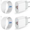 KenSera 2 Pack Caricatore per Apple iPhone 17/17 Air/17 Pro/17 Pro Max/16 15 Pro Max Plus/16e, iPad, 20W 2-Porto Alimentatore USB C & USB A Multipla Ricarica Veloc Tipo C Caricabatterie con Cavo USBC 2M