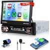 Rimoody 2G+64G Wireless Carplay Android 13 Autoradio 1 Din con Android Auto Navi GPS WiFi 7 Pollici Automatico Estensibile Schermo Autoradio con Mirror Link Bluetooth FM/RDS/DAB/DVR/SWC Telecamera Posteriore