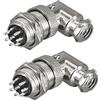 RUNCCI-YUN 2 pezzi GX16 8Pin Aviation Connettore,saldatura, 16 mm Metallo Pannello Montaggio Maschio Femmina Connettore (GX16 8Pin gomito 90 gradi)