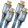 CABNEER Cavo HDMI 2.1 8K 3 meters 2 Pezzi, HDMI Cavo Alta Velocità 48Gbps 8K 60Hz 4K 120Hz HDCP 2.2/2.3 eARC HDR Commenti con HDTV, Laptop ecc
