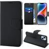 N NEWTOP Cover Compatibile con Apple iPhone 14 PLUS, HQ Lateral Custodia Libro Flip Chiusura Magnetica Portafoglio Simil Pelle Stand Protezione Completa Case TPU Anti Urto (Nero)