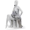 Lladrò Scultura Donna con scialle argento in porcellana handmade