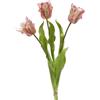 Bouquet 3 Tulipani Parrot Artificiali con Foglie H51 cm Verde Rosa - EDG Enzo De Gasperi