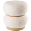 Pouf in Tessuto Bianco con Struttura in Legno - L'Oca Nera