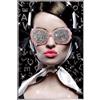 MURAL FRAMED LADY WITH GLASSES FRAME SILVER 80X120