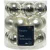 18 BAUBLES GLASS SHINY-MATT MIX SILVER D.4