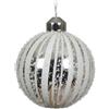SET 3 BAUBLE GLASS SNOW FINISH W/WHITE STRIPES SIL