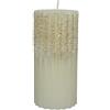 CANDLE WAX RIB PILLAR METALLIC GRANULE GLIT WHITE