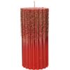 CANDLE WAX RIB PILLAR METALLIC GRANULE GLIT RED