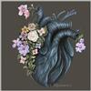 Quadro Flowery Heart di Art Maiora - Opera Moderna Materica su Tela 100x100