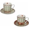 Set 2 Tazzine Caffè Le Cementine Quadrella Brandani in Gres con Piattino