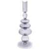 Portacandela in Vetro Soffiato Blow Trasparente e Nero (H 28 cm) - Hervit Creations 29016