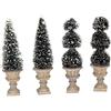 Topiaries a Forma di Cono con Sculture LEMAX - Set 4 Pz