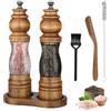 Foyucool Set in Legno Macina Sale e Pepe con Vassoio, Macinapepe Manuale da 20 cm Regolabile, Nucleo in Ceramica, Acrilico Trasparente