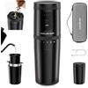 HAUSHOF Macinacaffè Elettrico Portatile Senza Filo con Infusione Integrata, Macinino Ricaricabile, Kit Manuale con Filtro in Acciaio e Tazza Termica da Viaggio, per Campeggio e Outdoor