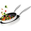 stackbear Set di padelle antiaderenti in ceramica per cucinare, set di padelle a tre strati in acciaio inox da 26 + 30 cm, padella atossica, senza PTFE e PFOA, compatibile con tutti i piani cottura