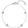 Jewels BY Leonardo Bracciale Ciao Lisette, Bracciale in Acciaio Inox Color Argento, Quattro Elementi di Zirconia cubica a Forma di Fiore, Lunghezza 18-20,5 cm, Regalo per Le Donne, 025745