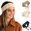Floruvia Set di 3 fasce per capelli Hippie per donne, Fascia Boho intrecciata, Fascia floreale per donne e ragazze (Nero+Beige+Caffè)