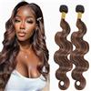 Lakaisa Body Wave Capelli Naturali Umani Donna Extensions Human Hair Bundles Sew in Hair P430 Highlight Brown Real Hair Extensions 2 Bundles Unprocessed Minimal Smell for Woman 28 28 Pollici