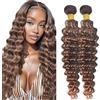 Lakaisa Deep Wave Capelli Naturali Umani Donna Extensions Human Hair Bundles Sew in Hair P430 Highlight Brown Real Hair Extensions 2 Bundles Unprocessed Minimal Smell for Woman 30 30 Pollici