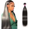BLISSHAIR Straight Human Hair Bundles Capelli Veri Tessitura Capelli Naturali Umani Donna Capelli Umani Brasiliani Brazilian Virgin Hair Weave Bundles 14 Pollici