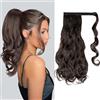 Gairyan 50cm Coda Capelli Extension Coda di Cavallo Mossi Posticci per Capelli Wrap Around Ponytail Extension Finta Estensione Sintetici Ondulati Ricci Lunghi per Donna, Marrone Cioccolato
