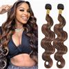 Lakaisa Body Wave Capelli Naturali Umani Donna Extensions Human Hair Bundles Sew in Hair P430 Highlight Brown Real Hair Extensions 2 Bundles Unprocessed Minimal Smell for Woman 30 30 Pollici