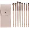 MSQ Set di 8 pennelli da trucco per ombretto, set di pennelli per gli occhi, portatili, da viaggio, per il trucco del naso, pennelli professionali (Marrone)