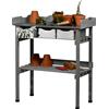 dobar® Tavolo per piante con 3 cassetti e ripiano, in legno massello con tappi di protezione, tavolo da giardino per esterni, con piano di lavoro zincato, 78 x 38 x 88 cm, colore: grigio/bianco