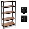 Relaxdays Scaffale in Metallo, 5 Ripiani, Carico fino a 1325 kg, per Garage & Cantina, 180x90x60cm, Metallo e MDF, Nero