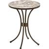 Dehner Grazia - Sgabello per Fiori, Ø 41 cm, Altezza 54 cm, Effetto Mosaico, Grigio/Marrone