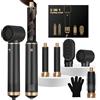 UMIGA Hairstyler Phon Capelli 5 in 1 Asciugacapelli Airstyler Spazzola Phon Capelli Ad Aria Calda Spazzola Asciugacapelli Modellatori Capelli ad Aria Calda per Ricci Volumizzante Lisciante Capelli, Nero/Oro