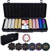 Engelhart - 320961 - Set Poker - Valigetta in Metallo Nero con 500 Gettoni (14 g) Numerati (1 a 1000), 2 Set di Carte, 1 Bottone da Croupier, 5 Dadi