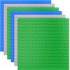 Pelbaikim TINGLAND 6 pannelli grandi compatibili con Duplo, piastra di base verde blu grigio, piastra da 25,5 x 25,5 cm per giocattoli creativi prescolari.