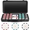 SLOWPLAY Set di fiches da poker Nash in argilla da 14 g, edizione White Gold, Core Set da 300 pezzi | Fiches numerate 5, 25, 100 | Valigetta premium con scocca resistente in policarbonato