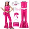 Spooktacular Creations Costume halloween bambina rosa bambina bambina bambini anni '70 e '80 hippia abiti discoteca con cappello, borsetta, sciarpa, orecchini e occhiali da sole per le vacanze