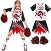 Morph Cheerleader Zombie Bambina, Costume Halloween Bambina | Top da Cheerleader, Gonna & Pon-Pon Metallici, Schizzi di Sangue, Perfetto per Halloween, Ideale per il Gioco di Ruolo