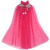 Proumhang Capo Principessa per Ragazze,Mantello Principessa Colorato,Paillettes Scintillanti Tulle Principessa Fancy Dress,Halloween Carnevale Mantello Rosso Rosa L