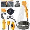 PORFOYO Doccia da campeggio 12 V, portatile da campeggio con pompa, set doccia mobile con soffione doccia e tubo, doccia portatile da giardino, per escursioni, campeggio, viaggi, spiaggia, animali